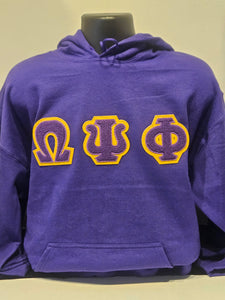 OMEGA PSI PHI PURPLE HOODIE(QUE Embroidered Letters)