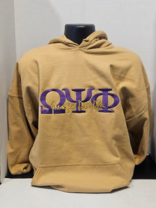 OMEGA PSI PHI PURPLE TEE(Script Embroidered Letters)