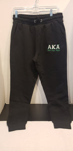 AKA Black Crewneck Sweatsuit(Bold design-Side zipper)