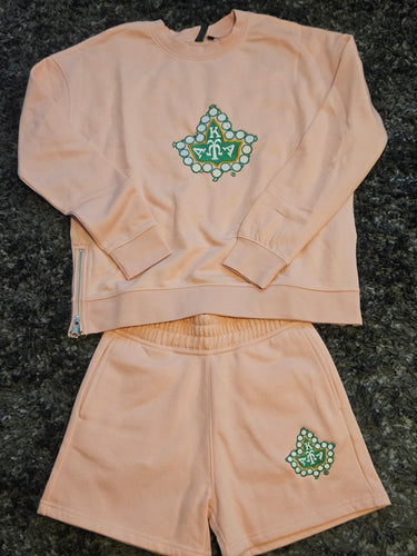 AKA Pink Crewneck Short-Set(IVY design-Side zipper)