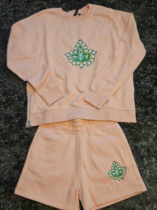 AKA Pink Crewneck Short-Set(IVY design-Side zipper)
