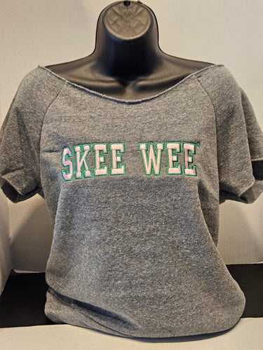 AKA Short Sleeve OFF THE SHOULDER SWEATSHIRT(Skee Wee)GREY