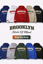 BROOKLYN "State Of Mind" Hoodie(Black/Blue/Gold)Unisex
