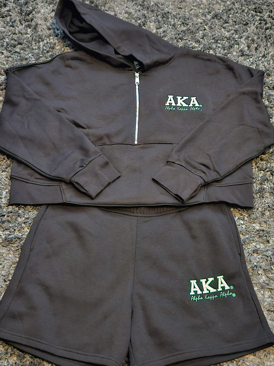 AKA Bold Quarter-Zip Hoodie Short Set(Blk)