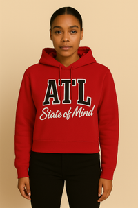 ATL"State Of Mind" Cropped Hoodie(Red)