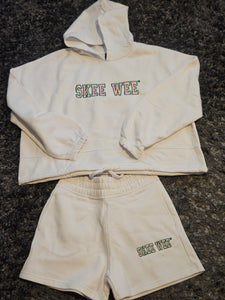 AKA Skee Wee White Hoodie Short Set(Drawstring)