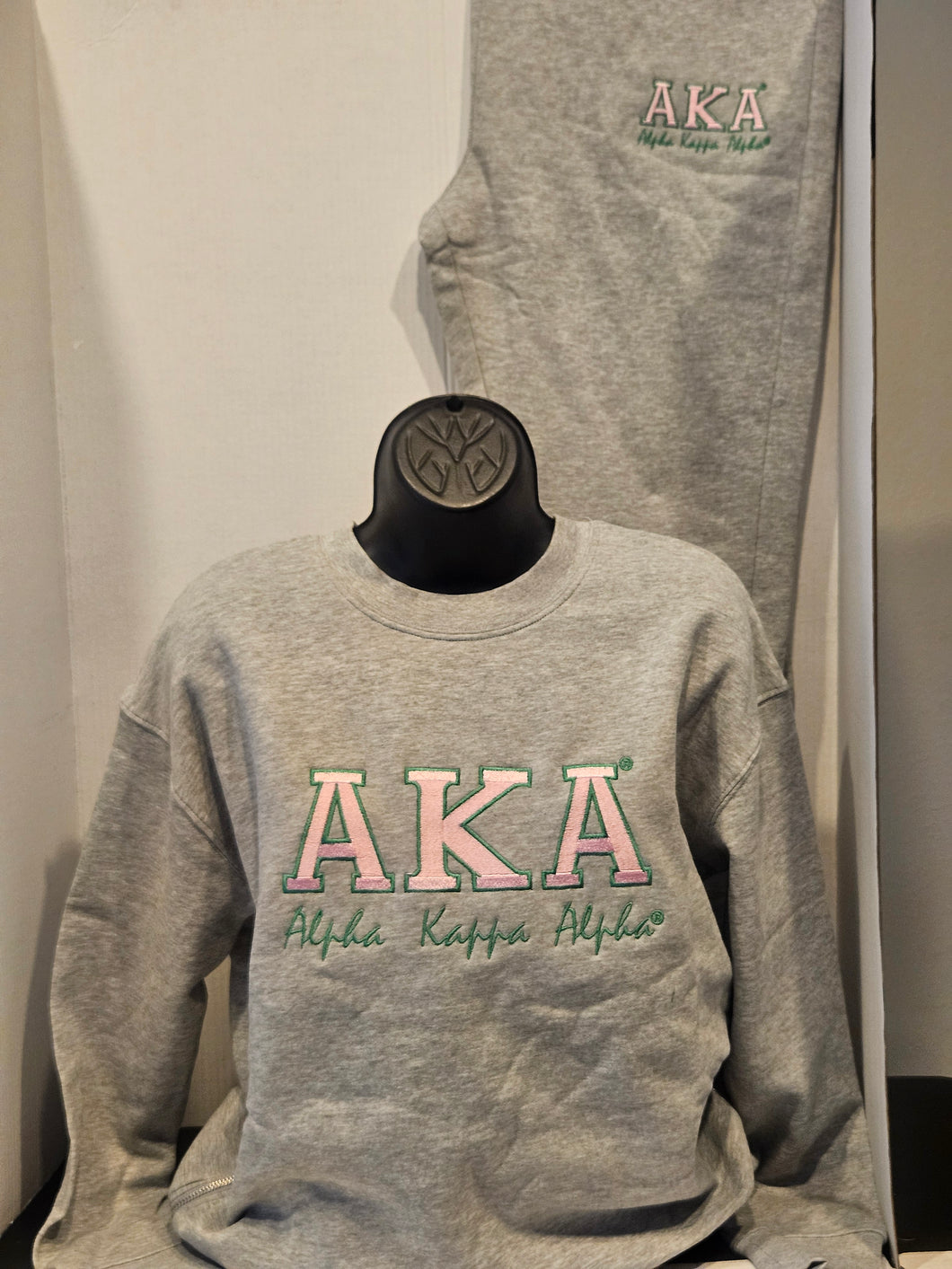 AKA Grey Crewneck Sweatsuit(Bold design-Side zipper)