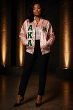 Alpha Kappa Alpha Bomber Satin Jacket - Unisex (Pink/Green)