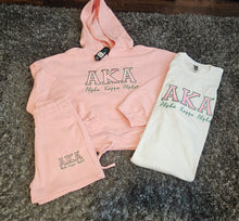 AKA Drawstring Hoodie Short Set - Bold (White)