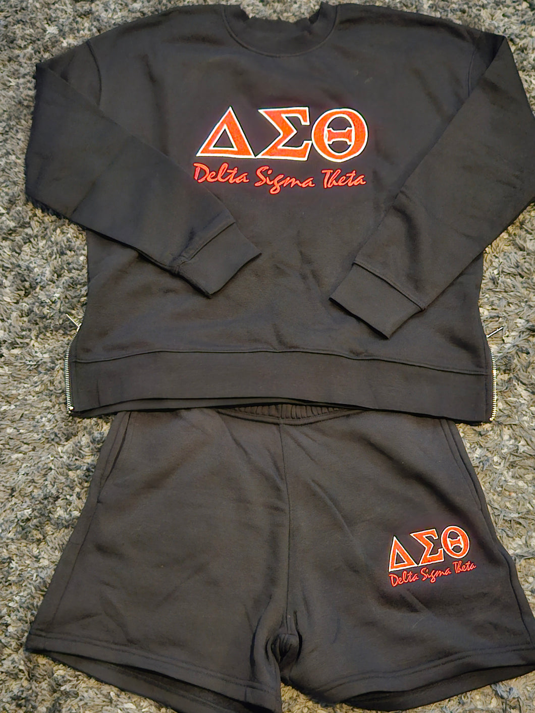 DST Crewneck Short Set(Blk-Side Zipper)