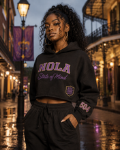 NOLA "State Of Mind" Cropped Hoodie (Black/Purple)