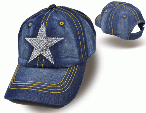 Texas Star Bling Denim Caps