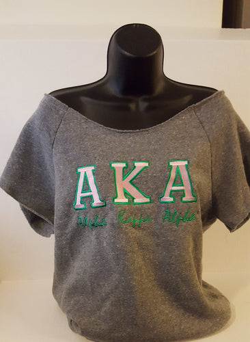 AKA Off The Shoulder Sweatshirt(Shortsleeve)Grey