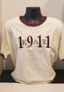 Kappa Alpha Psi 1911 Ringer Tee(crimson/cream)