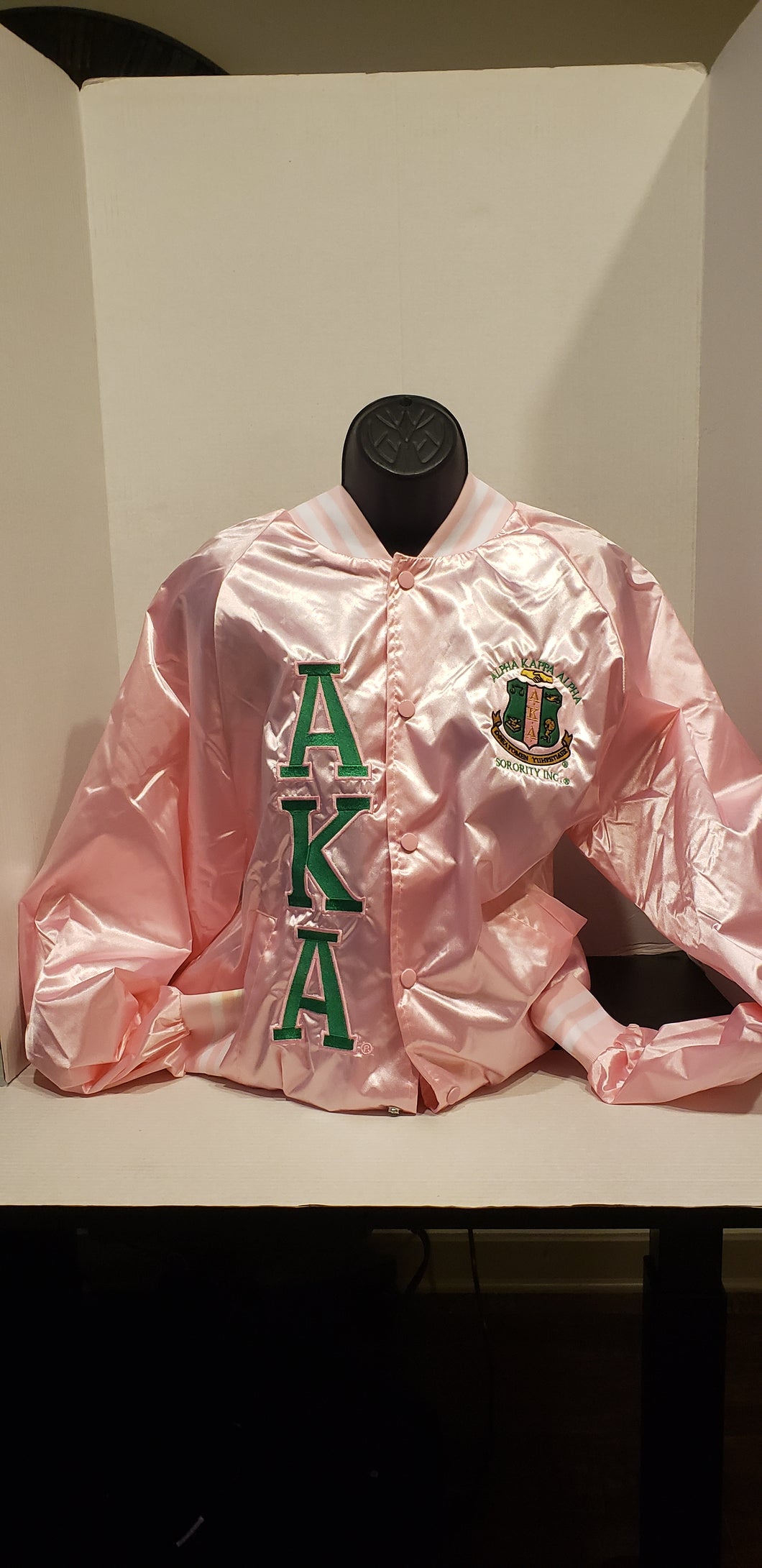 Alpha Kappa Alpha Bomber Satin Jacket(Pink/Green)