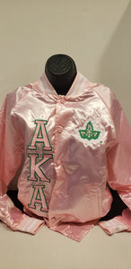 Alpha Kappa Alpha Bomber Satin Jacket(Pink/Ivy)