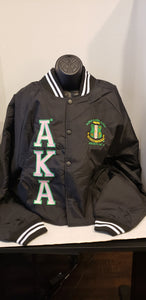 Alpha Kappa Alpha Bomber Satin Jacket(Silver/Pink)Unisex