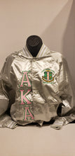 Alpha Kappa Alpha Bomber Satin Jacket(Silver/Pink)